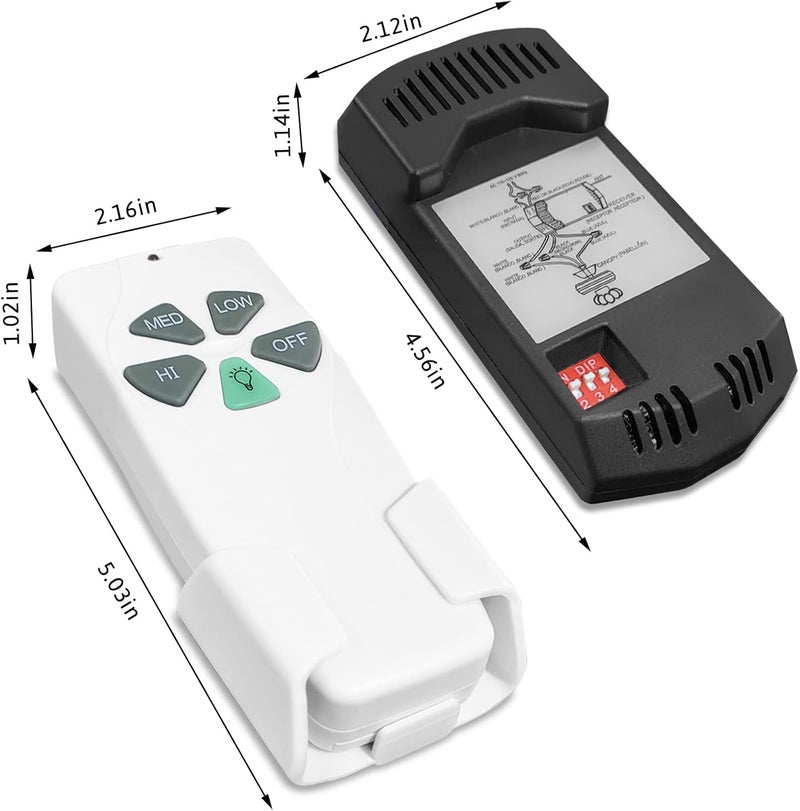 Aubric 2 Pack Universal Ceiling Fan Remote Control Kits with Light Dimmer 3 Speed Fan Controller Receiver Lamp Dim Remote Replacement for Hampton Bay/Hunter/Harbor Breeze/Westinghouse/Honeywell & More - Image 5